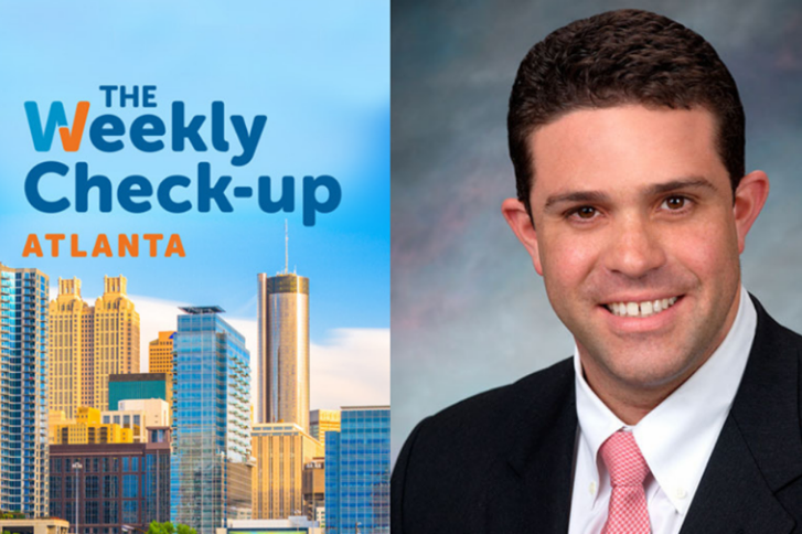 Headshot of Dr. Gonzalez and the Weekly Check-up Logo