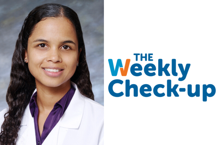 Photo of Dr. Msezane and the Weekly Check-up Logo.