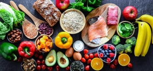 healthy foods on a slate tray
