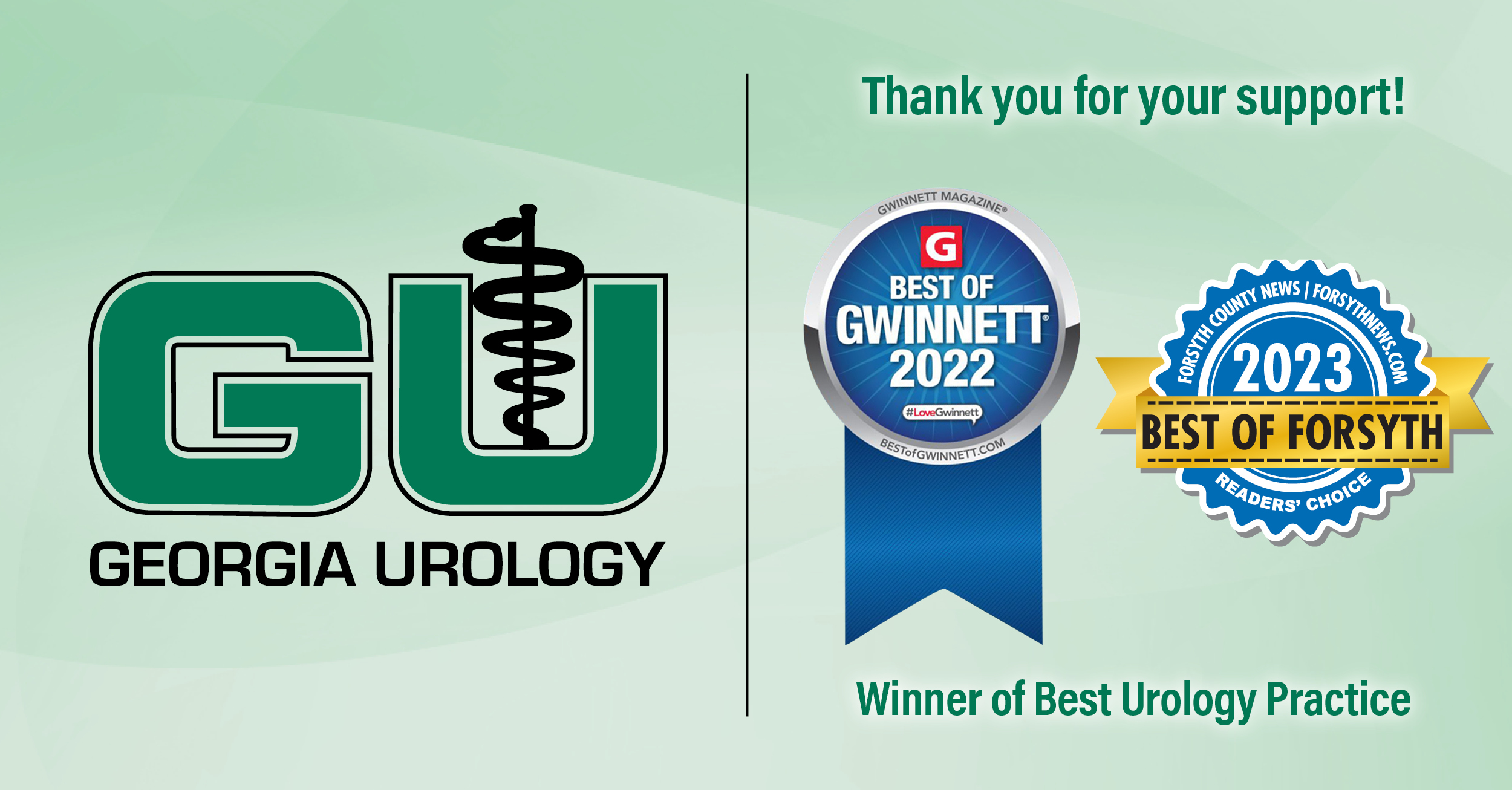 Georgia Urology receives Best of Forsyth and Best of Gwinnett awards