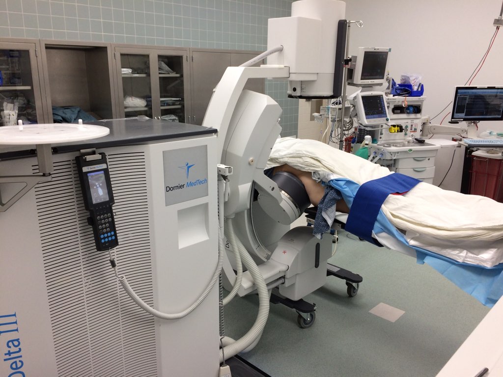 A patient about to receive Extracorporeal Shock Wave Lithotripsy. 
