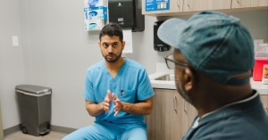 Patient speaking to Dr. Kapadia in Georgia Urology office