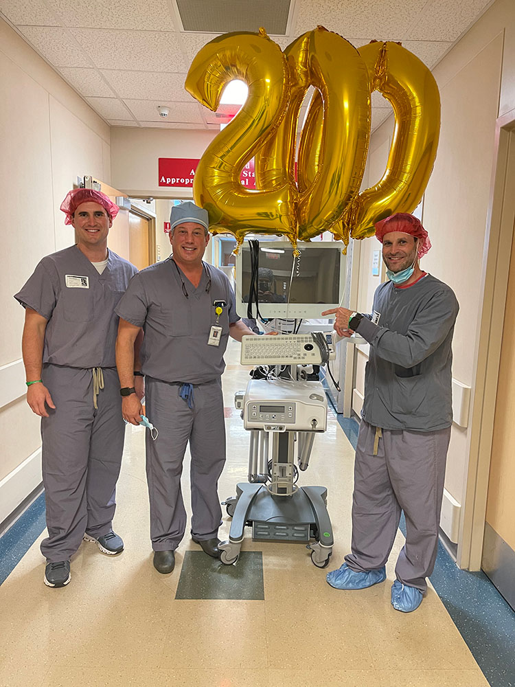 Georgia Urologyo physicians celebrating 200th aquablation with balloons in the hospital.