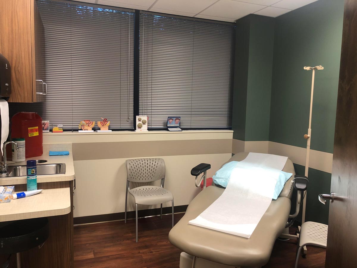 Inside a clinic room at the Georgia Urology Duluth location.