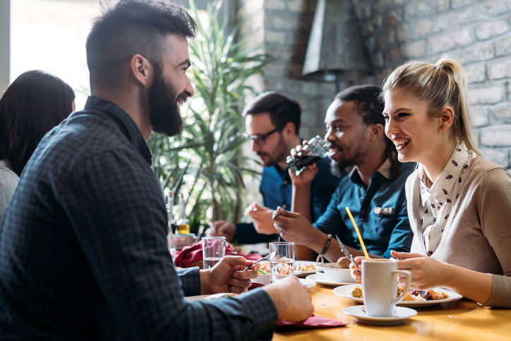 Picture of young business colleagues on break in cafe