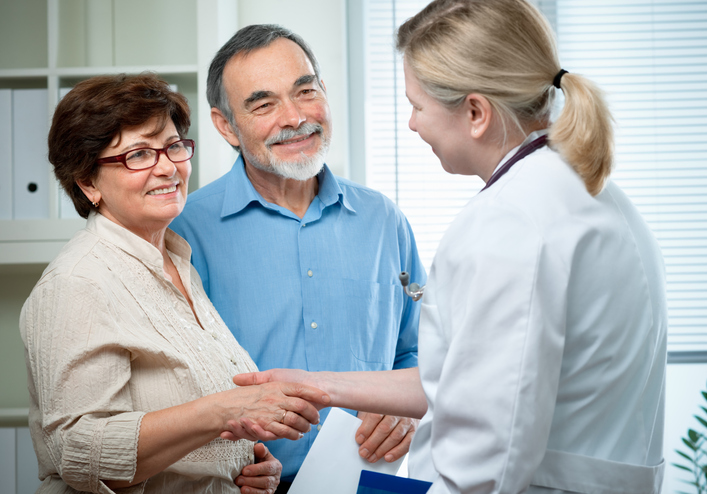 senior couple visiting a doctor