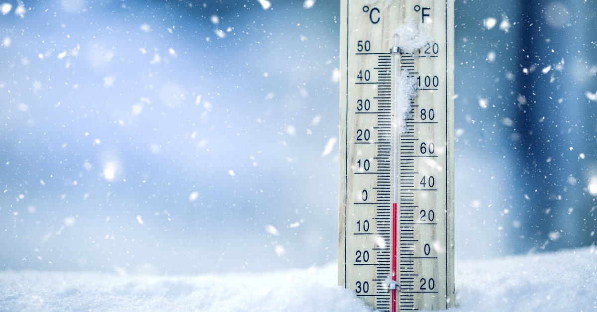 thermometer on snow shows low temperatures